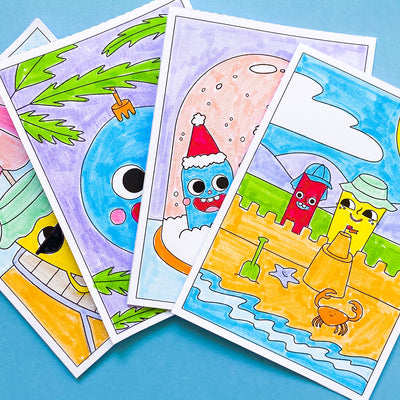 Printable holiday cards to colour and send!